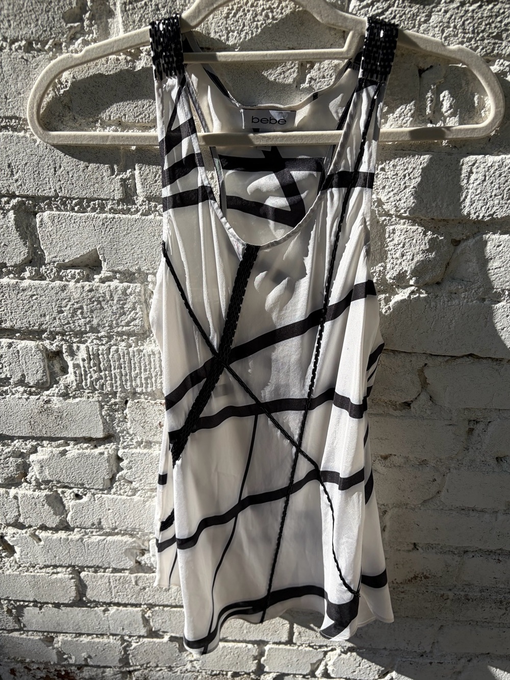Vintage BEBE Black & White Going Out Tank